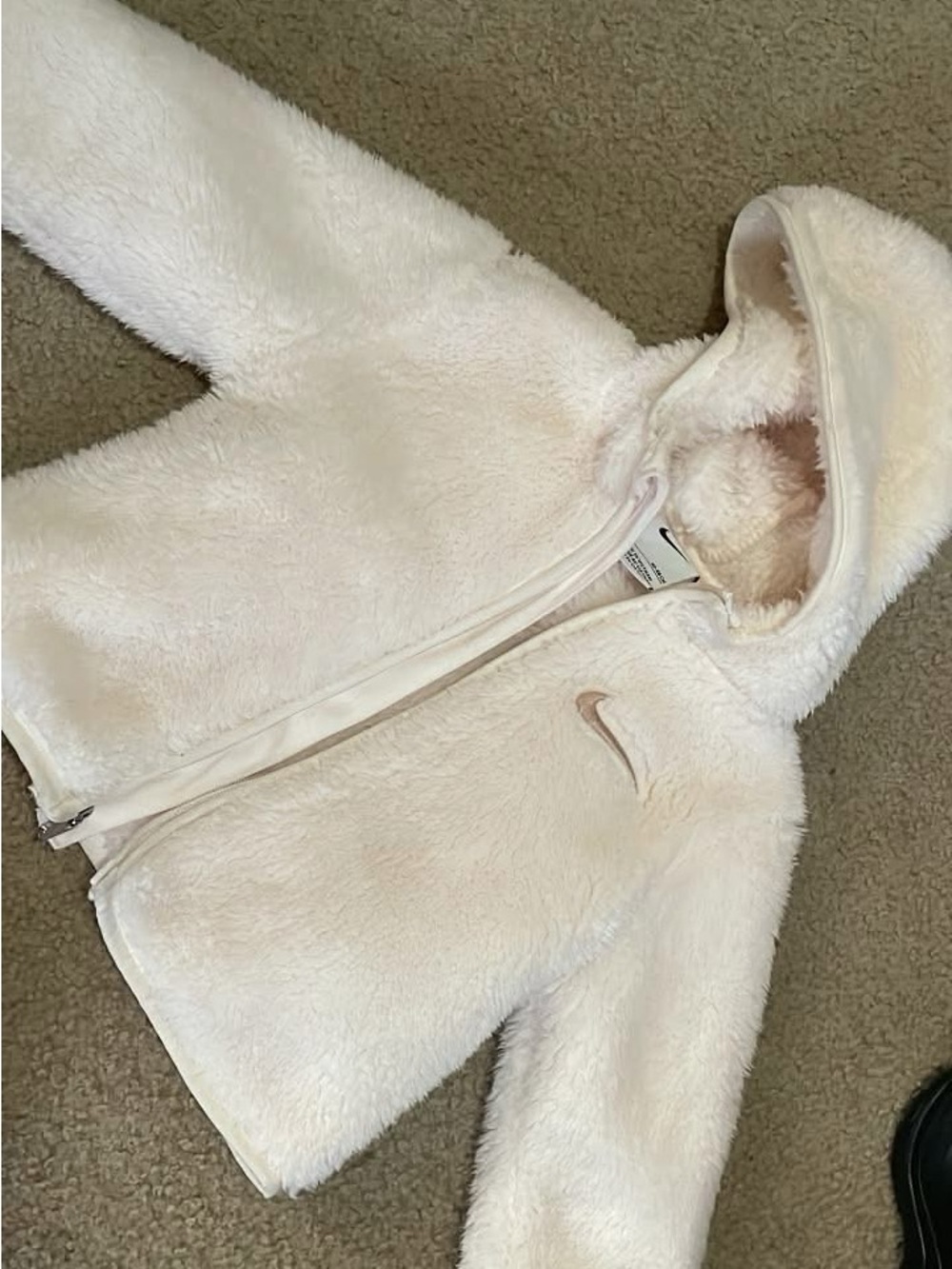 Nike Toddler Cream Plush Hooded Puffer Jacket